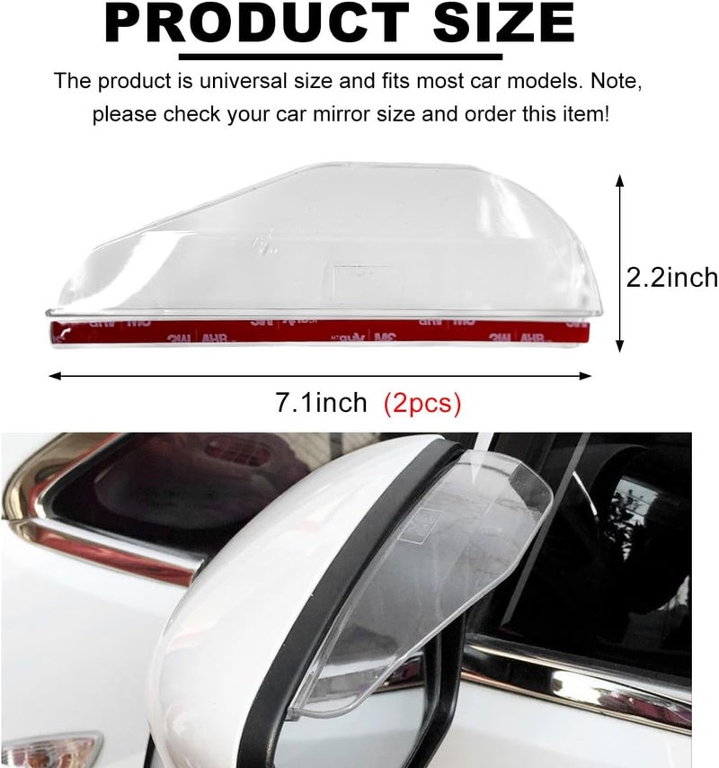 Wevdn 2 PCS Mirror Rain Visor Eyebrow, Waterproof PVC Auto Exterior Rear View Mirror Rain Visor Guard, Rainproof Side Mirror Rain Visor Eyebrow Cover for SUV Truck, Car Accessories (Transparent) - Image 2